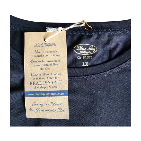 Blue Sky Plus Size Black 3/4 Sleeves Tunic with Crew Neck Soft Jersey. Size 1X - Picture 9 of 9